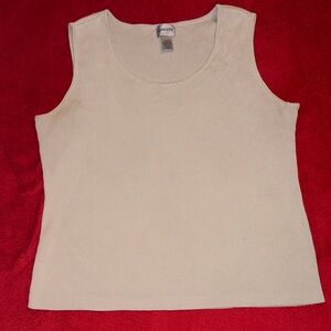 Chico's Cream Ribbed Scoop Neck Tank (57% silk 20% cotton)